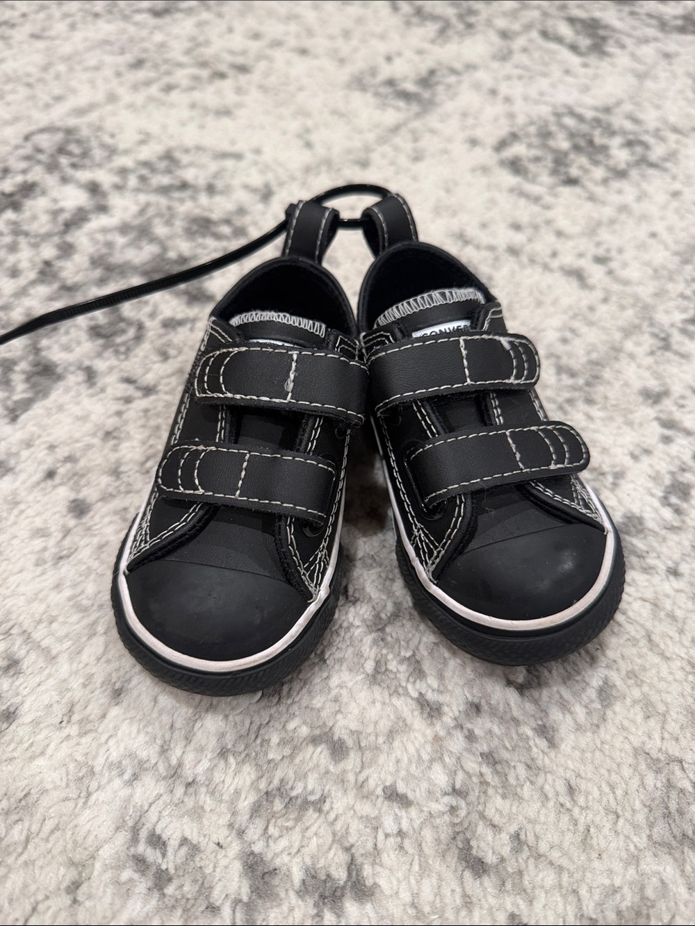 Converse Kids Black Canvas Velcro Low-Top Sneakers